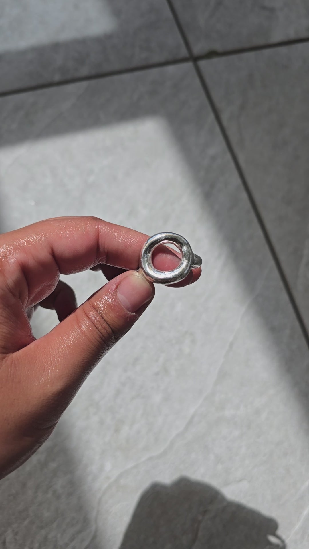 Bague en silver clay forme organique